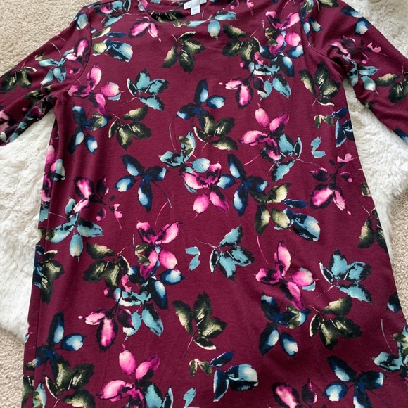 J. Jill Burgundy Leaf Ponte 3/4 Sleeve Dress- M - Picture 6 of 9
